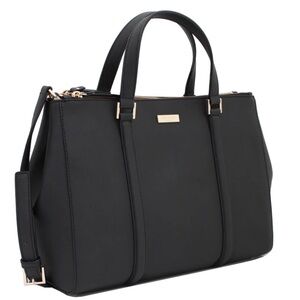 Kate Spade Newbury Lane Large Loden Satchel - Black Saffiano Leather (WKRU2461)